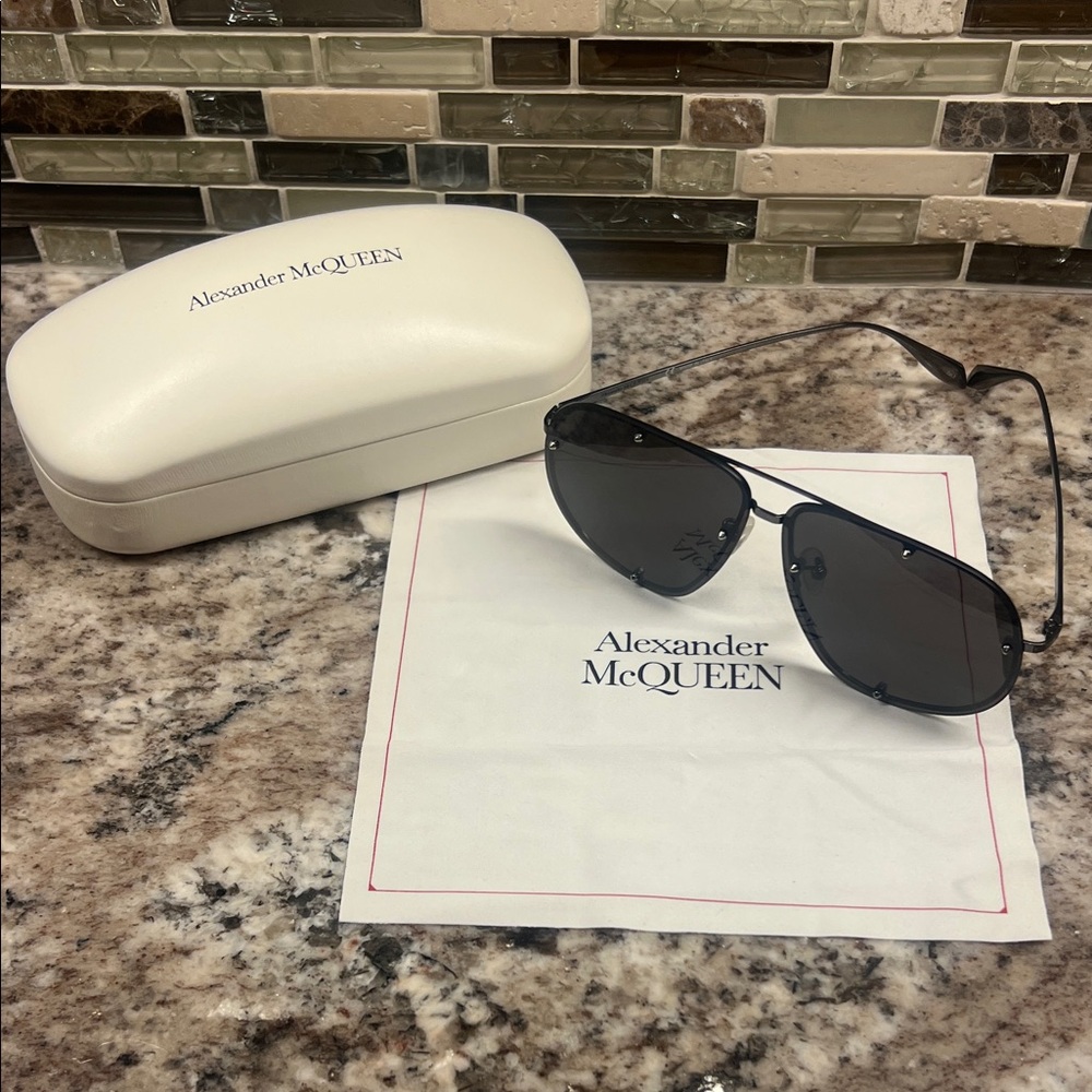 Alexander McQueen Pilot Stud Sunglasses with Case and Cloth
